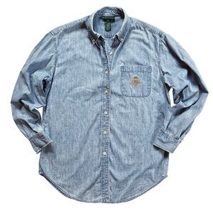 Vintage 90s Lauren Ralph Lauren Denim Shirt Size Small